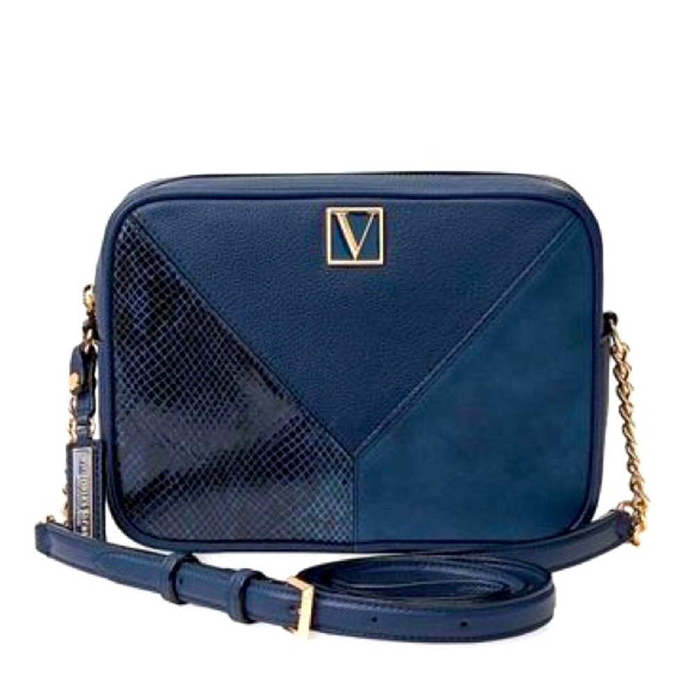 Victoria Secret Top Zip Sling Crossbody Navy Blue